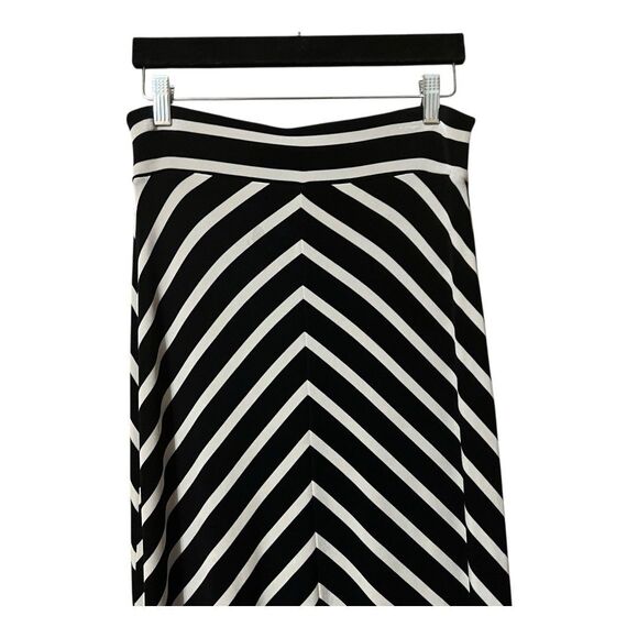 Travelers by Chico's Womens Size 1 Small Black White Chevron Stripe Long Skirt - Picture 2 of 4